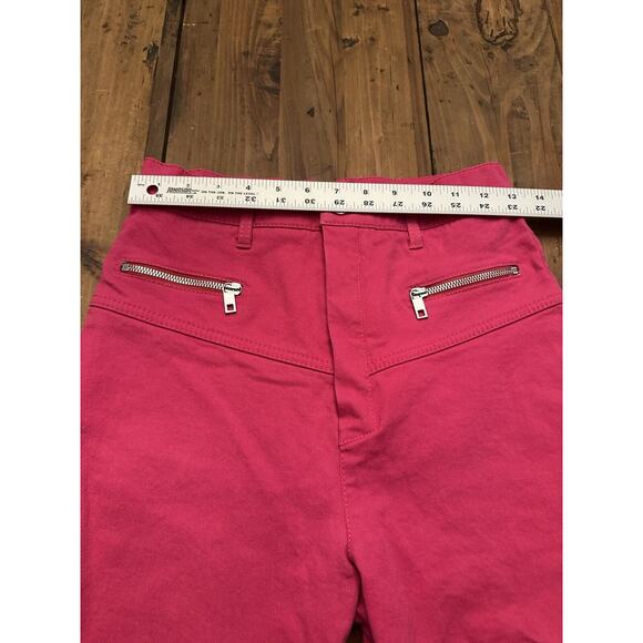 Zara Woman Hot Pink Pants Jeans Size Medium Ankle Zip Straight Leg Slim Coastal - Picture 9 of 16